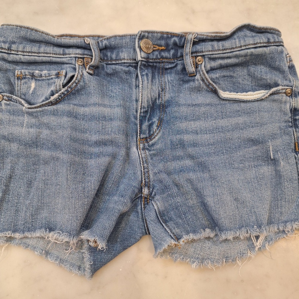 LOFT Denim Shorts Wom Sz‎ 25/0 Blue Raw Hem Distressed Medium Wash Summer Jean